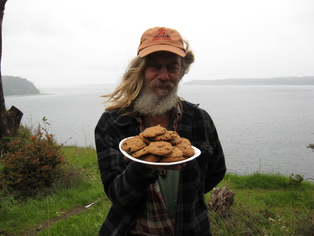 Steve Kursander about to enjoy Linda Crowe's Oatmeal-Raisin Cookies