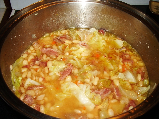 Bean Soup with Cabbage and Ham prepared by Sue Pottorff